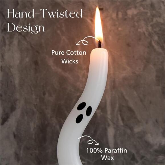 Halloween Decorations Indoor - 4 Pack Cute Ghost Taper Candles - Halloween - Picture 3 of 7
